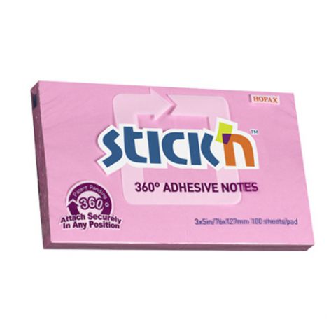 Karteczki samoprzylepne Stick'n 76x127mm, 100szt różowe
